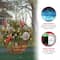 20" Pre-lit Frosted Berry Artificial Christmas Hanging Basket with Cones, Red Berries and Warm White LED Lights